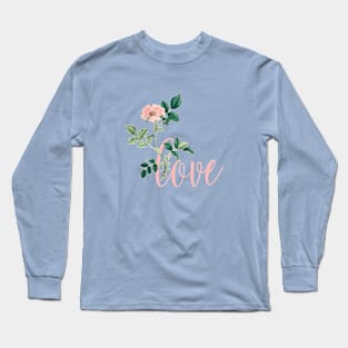 Valentine with Pink Rose Flower Long Sleeve T-Shirt